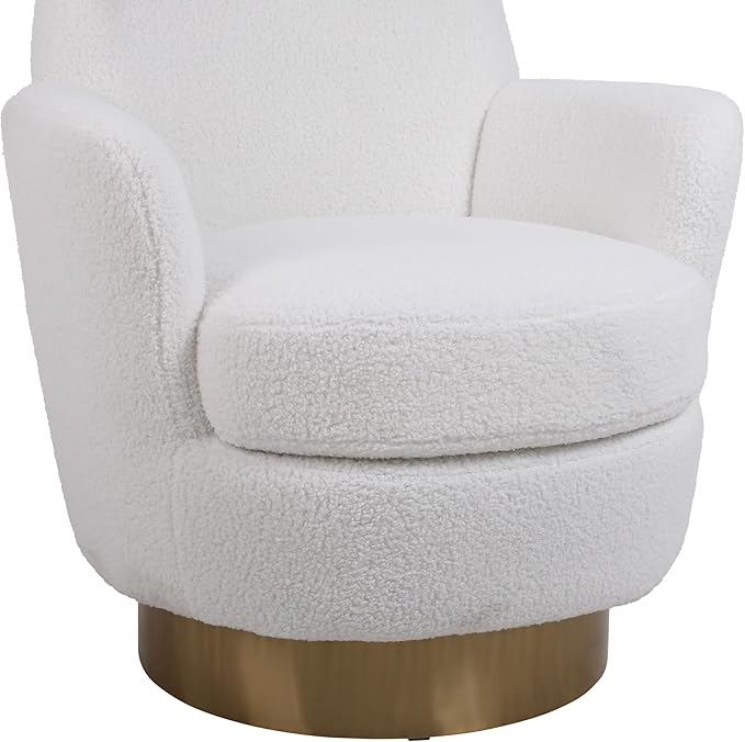Swivel Accent Chair Modern Teddy American Design Swivel Round Barrel Chairs Upholstered Cozy Style for Living Room Bedroom Home Office (Teddy Ivory 1 Pack)