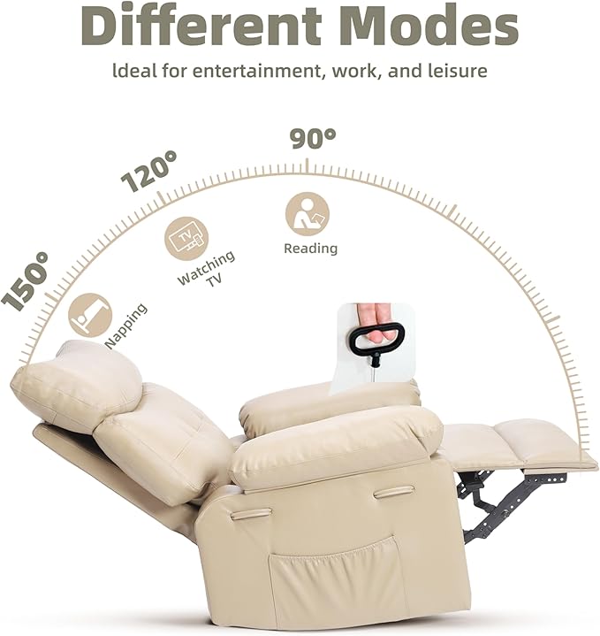 Garvee Oversized Wide Rocker Swivel Recliner Chair - PU Leather Manual Recliner for Adults Large Nursery Glider Chair Lazy Recliner with Comfort Arm and Back for Living Room Bedroom