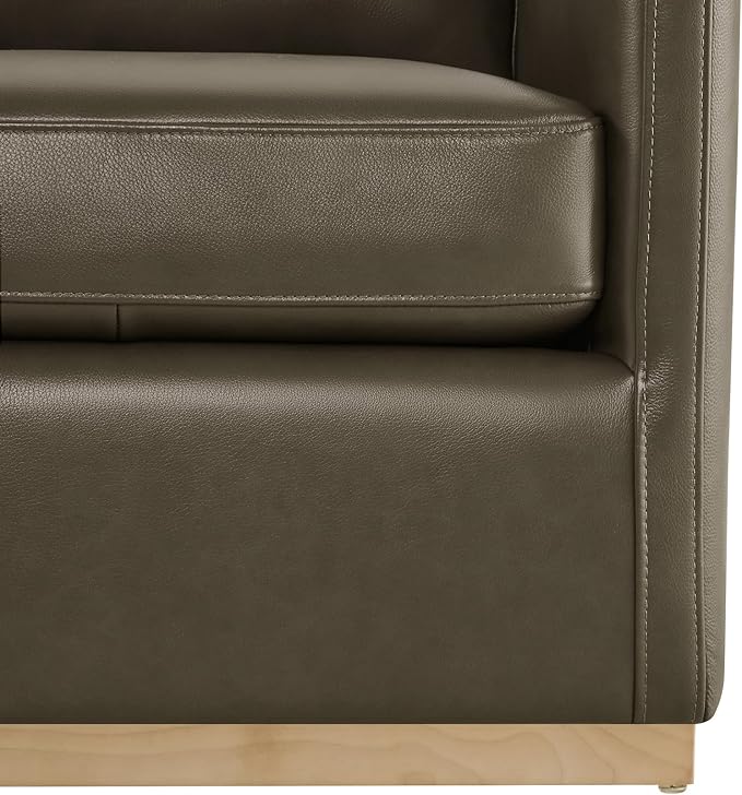 CHITA Genuine Leather Swivel Accent Chair FSC Certified Mid Century Modern Arm Chair for Living Room and Bedroom Fully Assembled Mink Brown