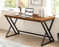 Real Wood Computer Desk Modern Natural Wood Home Office Desk Rustic Solid Wood Work Study Writing Desk Farmhouse Workstation PC Gaming Executive Table for Bedroom Brown 47 inch