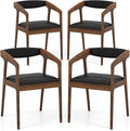 GOFLAME Accent Chairs Set of 4 Mid-Century Modern PU Leather Armchair with Padded Seat &amp Backrest Rubber Wood Frame Upholstered Reading Chair Leisure Chair for Living Room