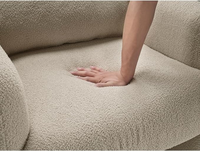 Contemporary Accent Chair Taupe Boucle Fabric Upholstery Plywood Frame Pillow Cozy Living Room Furniture 1pc Comfort Chair