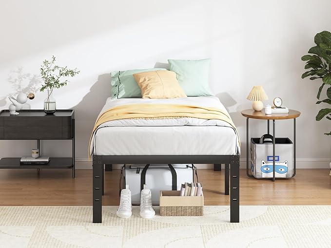 Twin XL Bed Frames - 18 in Sturdy Platform Bed Frame Twin XL Heavy Duty Metal Bed Frame No Box Spring Needed Quick &amp Easy Assembly No Noise Black
