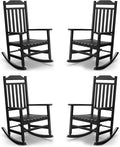 EasyUp Patio Rocking Chair OutdoorSet of 4Weather Resistant Poly Resin Oversized Porch RockerHigh Back Smooth DesignIndoor Outdoor Use