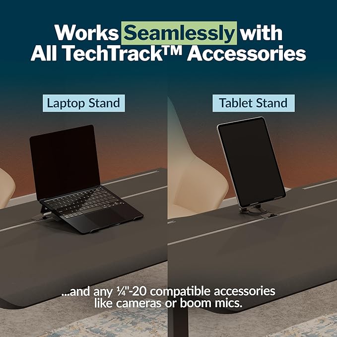 Vari ComfortEdge 60x30 Inch Adjustable Electric Standing Desk with TechTrack – Sit Stand VariDesk with Memory Presets Included Phone Stand &amp Shelf 200 LB Capacity Tool-Free Assembly (Black)