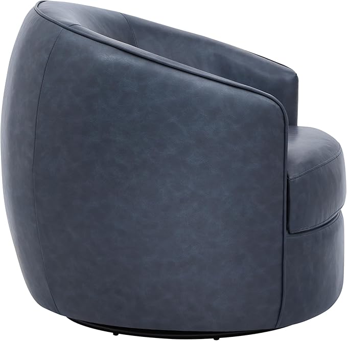 CHITA Swivel Barrel Chair Modern Comfy FSC Certified Upholstered Faux Leather Accent Chair for Living Room Fully Assembled Blue