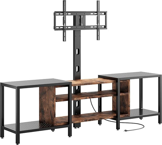 IRONCK 79 Inch TV Stand for TVs up to 85 Inch with Mount and Power Outlet 3 Tiers TV Console with Storage Shelves Entertainment Center Steel Frame for Living Room Bedroom Vintage Brown