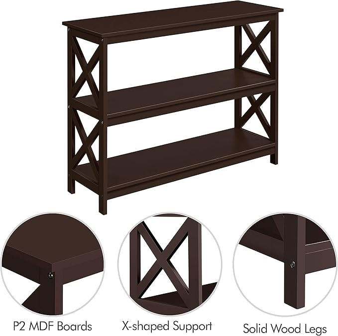 Yaheetech Television Stands &amp Entertainment Centers with 3 Tier Storage Shelf TV Stand for Living Room Espresso
