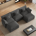 114 U Shaped Cloud Couch Sectionals Oversized Sectional Couches for Living Room Modular Couch Large Velvet Cloud Sofa with Movable Ottoman Grey