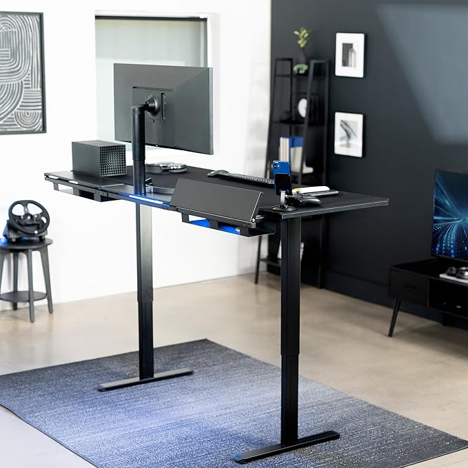 VIVO Universal 71 x 30 inch Table Top with Built-in Concealed Cable Trays for Standard and Sit to Stand Height Adjustable Home and Office Desks Full Size Mouse Pad Black Desktop DESK-TOP3-71