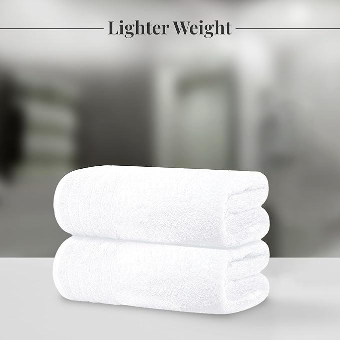 Tens Towels Pack of 2 Extra Large Bath Sheets 35 x 70 Inches 100% Cotton Larger &amp Lighter Weight Quicker to Dry Super Soft &amp Absorbent Oversized Bath Towels White