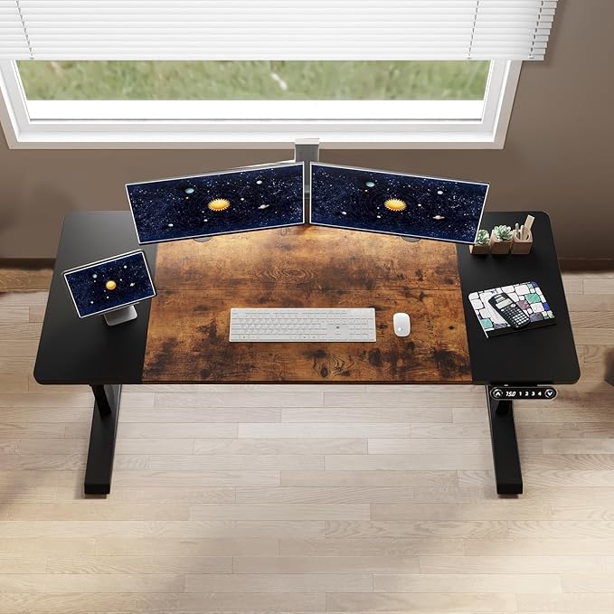55” Electric Desk – Modern Height Adjustable Workstation with Quiet Motorfor Office or Studio
