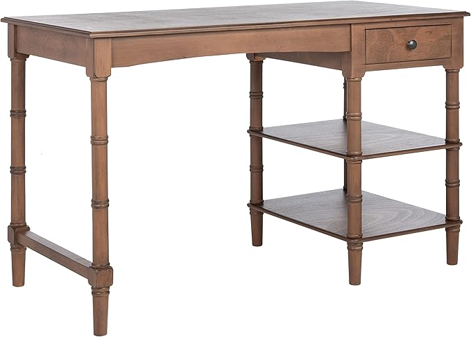 SAFAVIEH Home Collection – Henric 1-Drawer Computer Desk with 2 Shelves Brown Home Office Writing Table 45 Wide (DSK5712B)