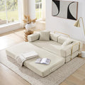 4-in-1 Folding Convertible Sofa Bed 78 Inch Boneless Couch with Fixed-Shape Frame Corduroy Loveseat Sleeper with Pull Out Bed Floor Sofa Modular Futon Couch for Living Room Bedroom Lounge (Beige)
