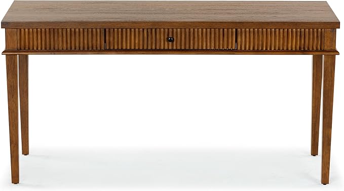 SAFAVIEH Couture Collection Shelbie Medium Oak Brown &amp Black 1-Drawer Reeded Computer Table Office Writing Desk