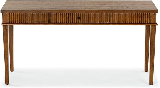 SAFAVIEH Couture Collection Shelbie Medium Oak Brown &amp Black 1-Drawer Reeded Computer Table Office Writing Desk