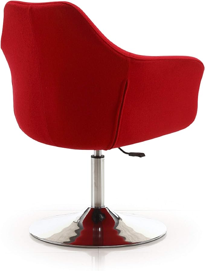 Manhattan Comfort Kinsey Adjustable Swivel Accent Chair Set of 1 with 360° Turn Upholstered in Wool Blend Polished Chrome Base Ergonomic Design for Living Room &amp Home Office 300 Lbs Capacity