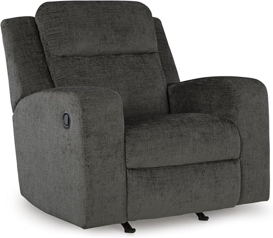 Signature Design by Ashley Kanlow Casual Manual Rocker Recliner with Track Arms Gray
