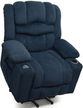 Power Lift Recliner Chair for Living Room Elderly with Massage Recliners Footrest Cup Holder Oversized Electric Heated Reclining Single Sofa Chairs Storage (Cyan)