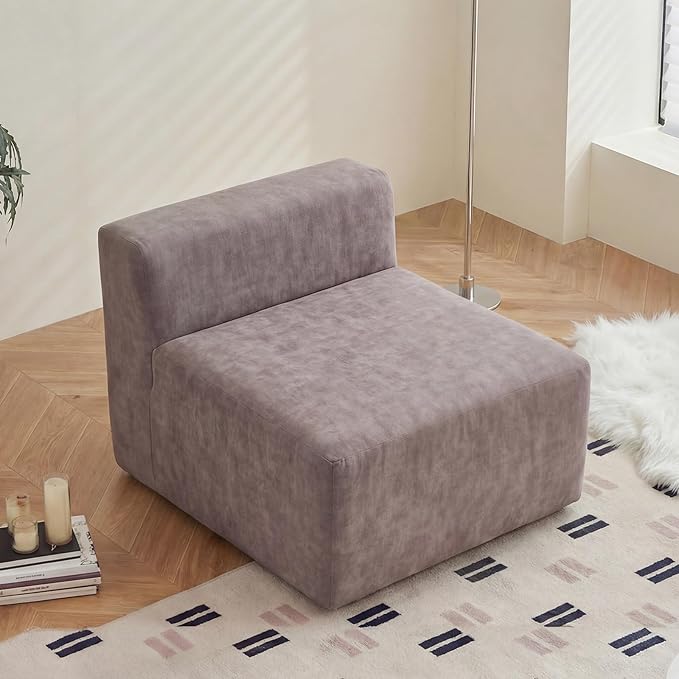 28 Single Boneless Sofa Armless Chenille Couch with Pocket Springs No Assembly Modern Compression Sofa in Box Multi-Purpose Lounge Chair for Living Room Light Tan