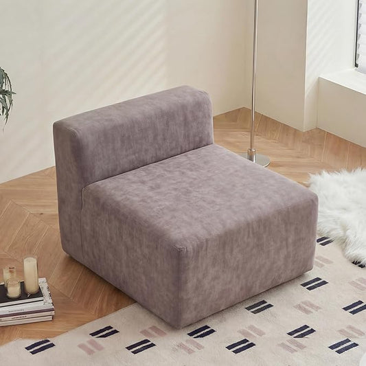 28 Single Boneless Sofa Armless Chenille Couch with Pocket Springs No Assembly Modern Compression Sofa in Box Multi-Purpose Lounge Chair for Living Room Light Tan