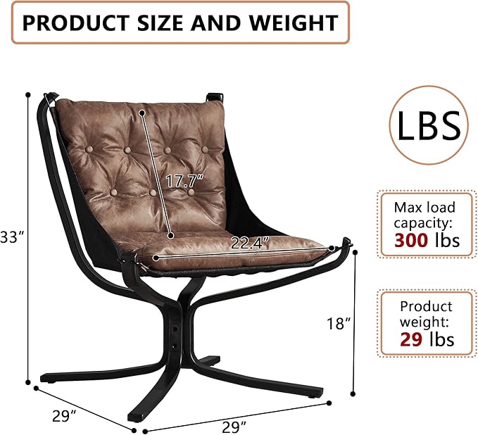 Living Room Chairs Genuine Leather Butterfly Chair Handmade Iron Frame Reading Chair Vintage Chair for Study Room Reading Bedroom Living Room Office