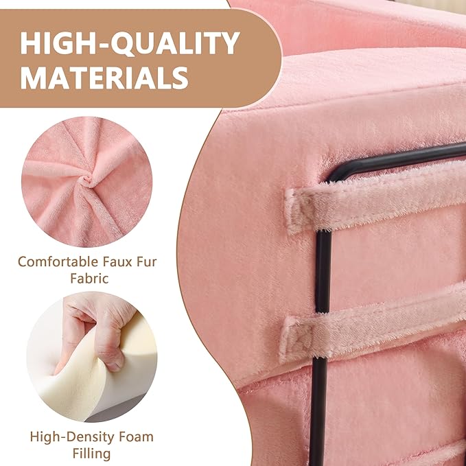 2-in-1 4 Seat Folding Sofa Bed with Pillow No Assembly Futon Twin Size Sofa Bed Breathable Velvet Convertible Couch Bed for Living Room and Guest Room 71.65 Inch Pink