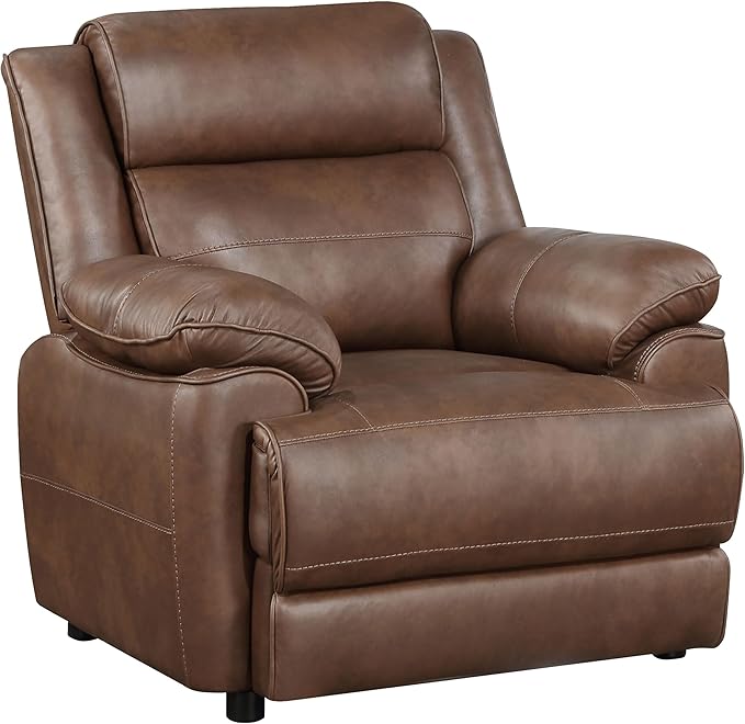 Coaster Home Furnishings - Ellington - Faux Leather Upholstered Padded Accent Chair with Black Legs Pillowtop Arms and Pocket Coil Seating - Living Room Chair - Dark Brown - 508283
