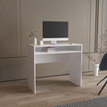 Compact Modern White Computer Desk with Shelf for Small Offices Home Office Study