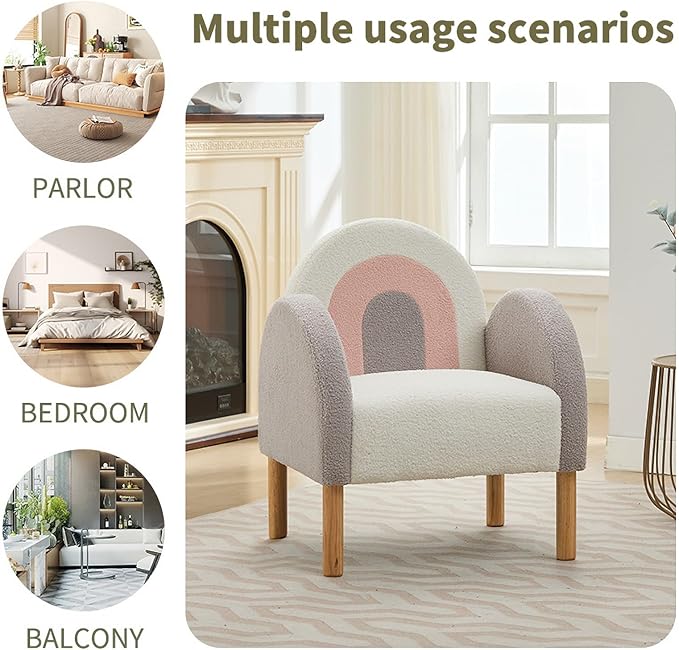 Modern Upholstered Accent Chair Armchair Side Chair Single Sofa Chair with Wooden Legs for Living Room Bedroom Reading Room