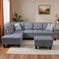 L-Shaped Sectional Sofa with Movable Chaise &amp Storage Ottoman Lounge 3-Piece Modular Convertible Couches for Living Room Apartment &amp Office Grey