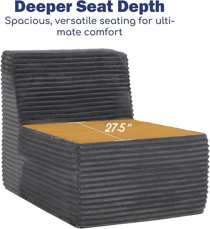 77 Cloud Sectional Boneless Loveseat Couch in a Box Modular Small Sofa with Deep Comfy Seat for Living Room Bedroom Apartment or Home Office No Assembly NeededCorduroy Gray