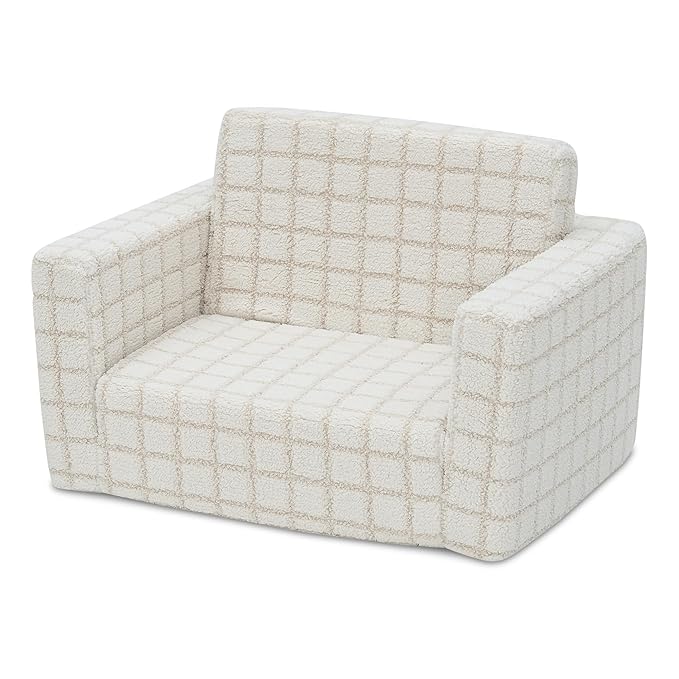 Delta Children Checkered Cozee Flip-Out Chair Cream