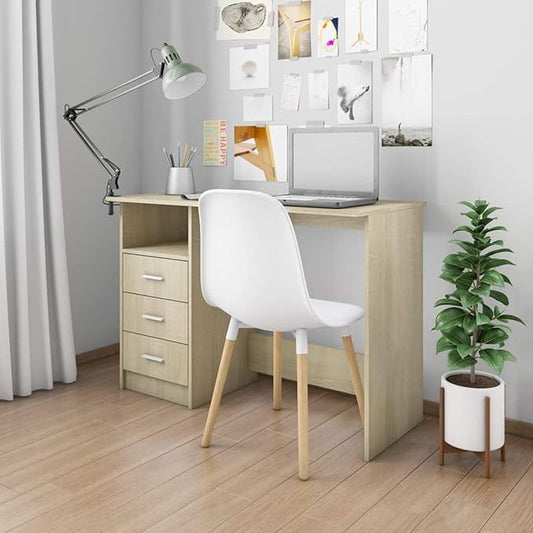 qiangxing Desk with Drawers Modern Desk with Drawers Simple Solid Wood Desk with Drawer for Office Home Basic Desk Small Desk with Drawers Desk with Drawe Sonoma Oak 43.3x19.7x29.9 Engineered Wood