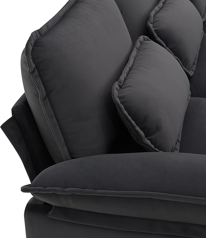 Modern U-Shaped Sectional Sofa with Waist Pillows6-seat Upholstered Sleeper Sofa Couch with Chaise Loungefor Living Room Office Apartment (Gray@Velvet)