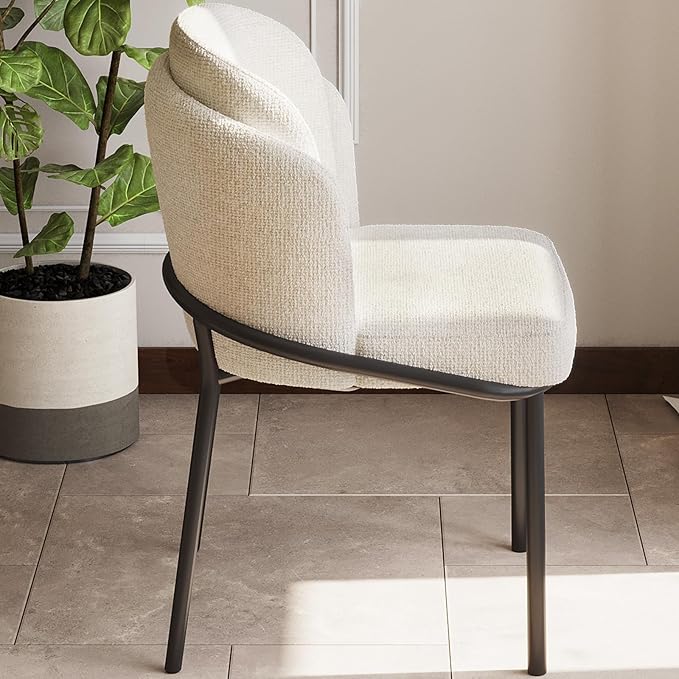Upholstered Dining Chairs Set of 2 Modern Kitchen Chairs with Velvet Back Fabric Side Chair with Metal Legs for Kitchen Restaurant