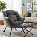 Lazy Chair with Ottoman Large Accent Chair with Ottoman and a Throw Pillow Dark Grey Reading Chair for Living Room Bedroom Dorm Room Office Apartment Relaxing Use