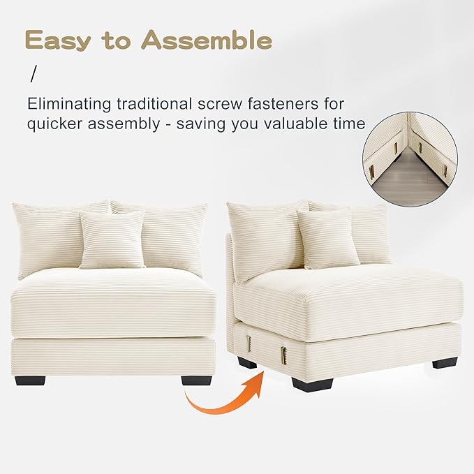 ERYE Modern Corduroy Upholstered Accent Chair Oversized Wider Seat Armchair Leisure Comfy Sofa Chair with Removable CushionArmrests and 3 Pillows for Home Apartment