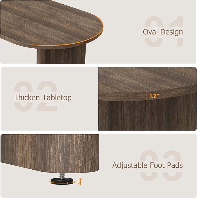 GAOMON 70.8 Inch Oval Computer Desk Long Large Executive Desk Wooden Home Office Desk Writing Table Computer Table Workstation for Home Office
