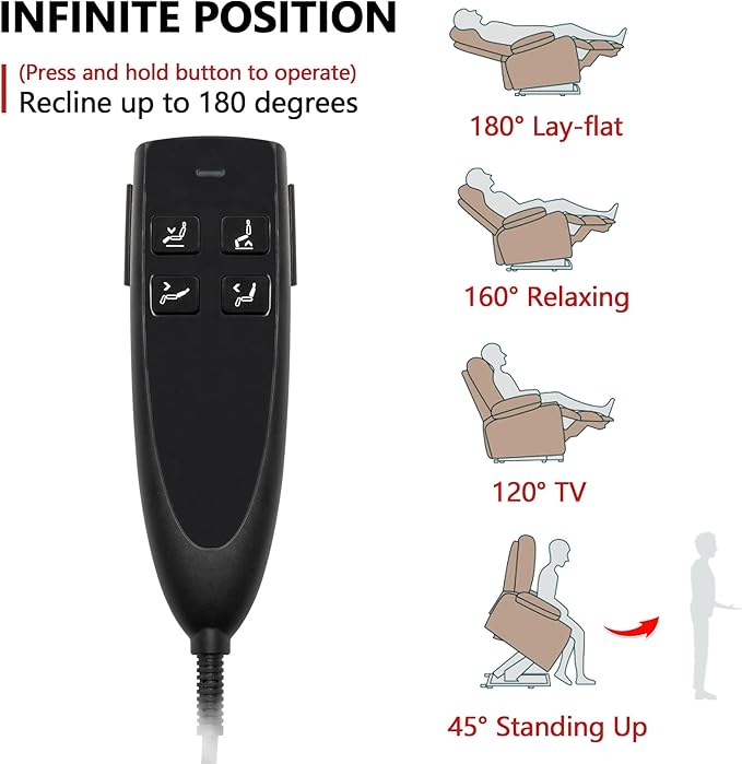 Large Power Lift Recliner Chair Sofa with Massage and Heat for Big and Tall ElderlyInfinite PositionsDual MotorCup HoldersExtended FootrestVelvet Home Theater Seat