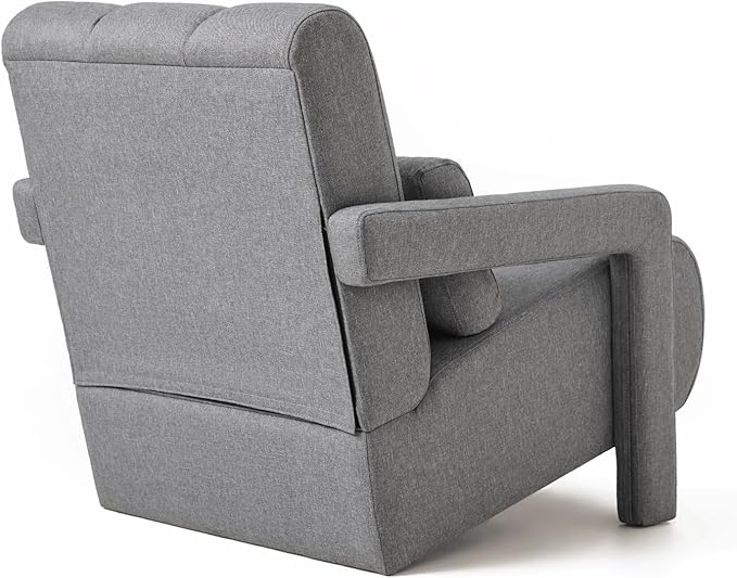 Modern Upholstered Accent Chair with Pillow - Comfortable and Sturdy Linen Fabric for Living Room Bedroom Office and More (Dark Grey)
