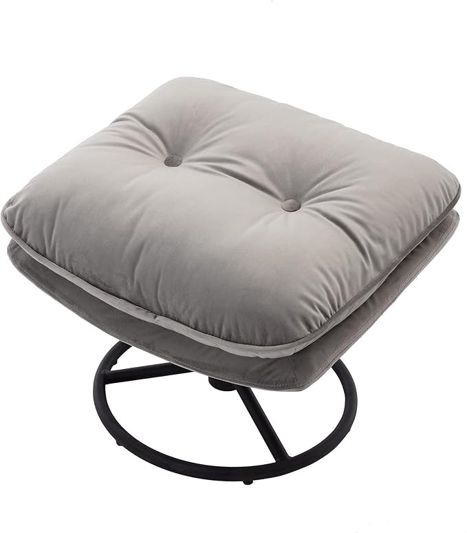 Accent Chair TV Chair Living Room Chair with Ottoman Modern Velvet Lounge Chair with Ottoman Set with Metal Legs Swivel Leisure Chair for ClubHome Office (Gray/TV@)