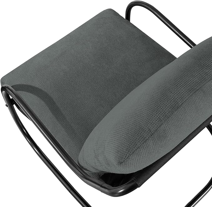 Peace nest Modern Accent Chair Comfy Living Room Suspended Chair Bedroom Armchair with Mental Frame Comfortable Upholstered Cushion for Balcony Lounge Reading Meeting Room Dark Grey