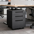 3 Drawer Small File Cabinet with Lock Under Desk Locking Storage Cabinet Organizer for Home Office Mobile Filing Cabinets with 5-Wheel DesignDarkgrey