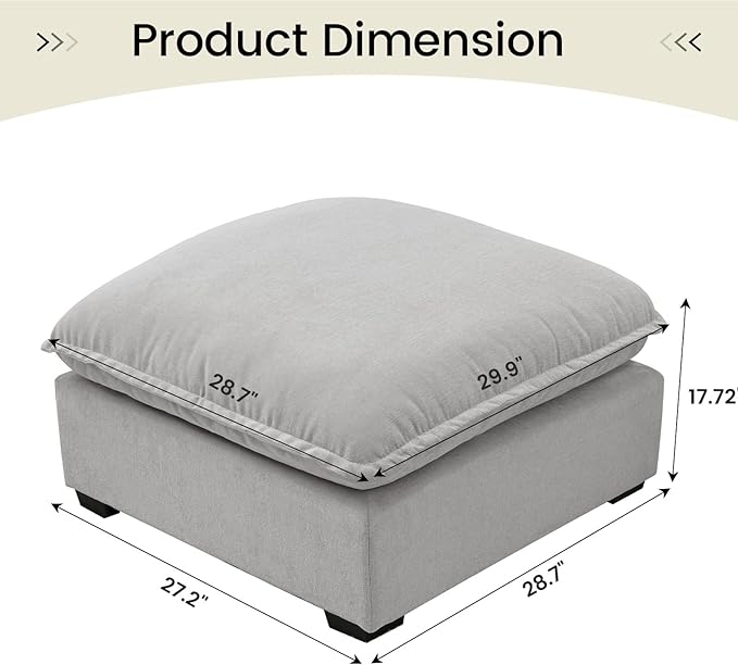 Comfy Cloud Couch Ottoman Moveable Grey Modular Sectional Sofa