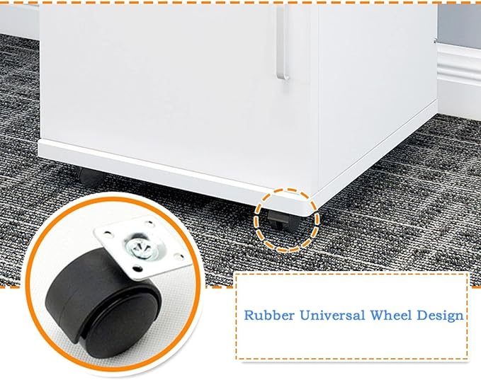 Thicken Wood Filing Cabinet Mobile Storage Cabinet for Closet/Office 3-Drawer White Colour File Cabinet Storage with 4 360Wheels Filing Cabinet (Colour : 1) (B)