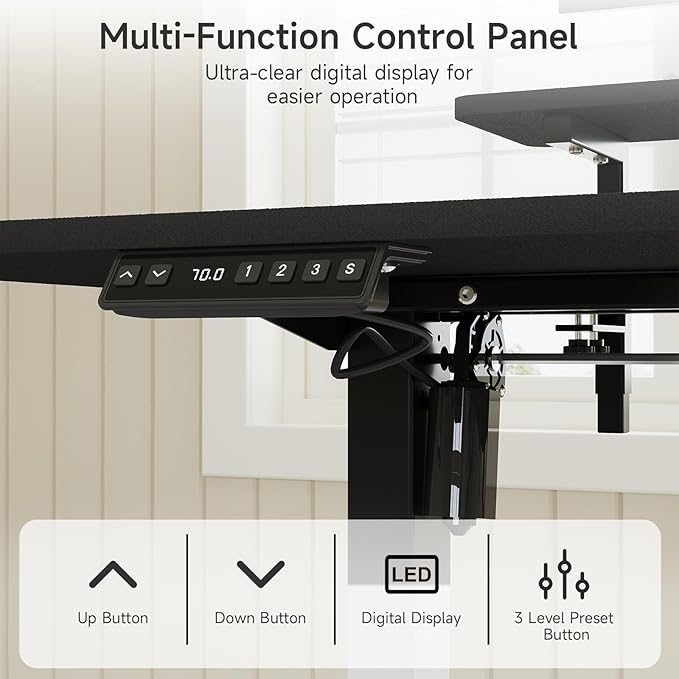 71 x 24 Inches Electric Standing Desk with 2 Monitor Shelves Adjustable Computer Desk from 28-46'' Sit to Stand UpHome Office Desk with Memory Controlller for Workstations Black