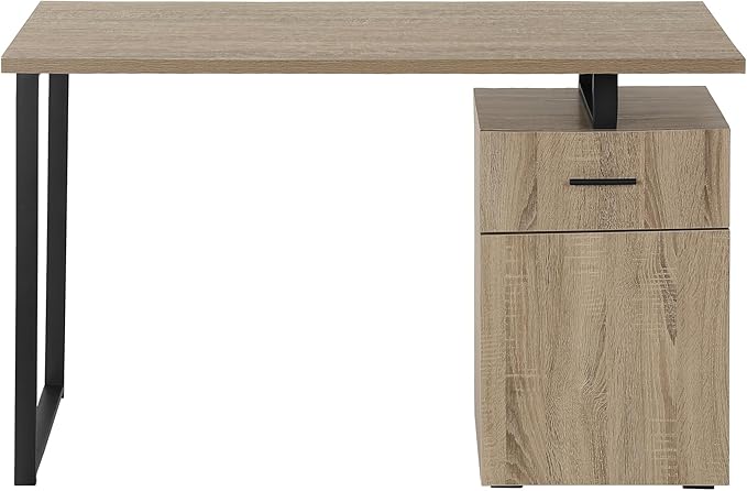 Computer Desk Home Office Laptop Left Right Set up Storage Drawers 48 l Work Brown Laminate Black Metal Contemporary Modern