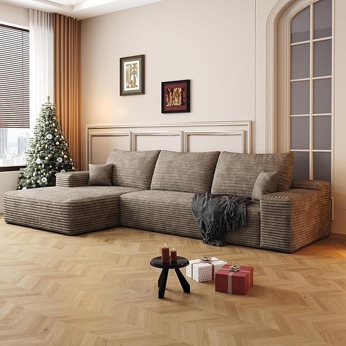 108 Sectional Couches for Living Room Modern Modular Sofa with L-Shape Couch Upholstered Boneless Sofa Deep Seat Sectional Couch with Chaise (Camel Left Facing Chaise+2Seaters)