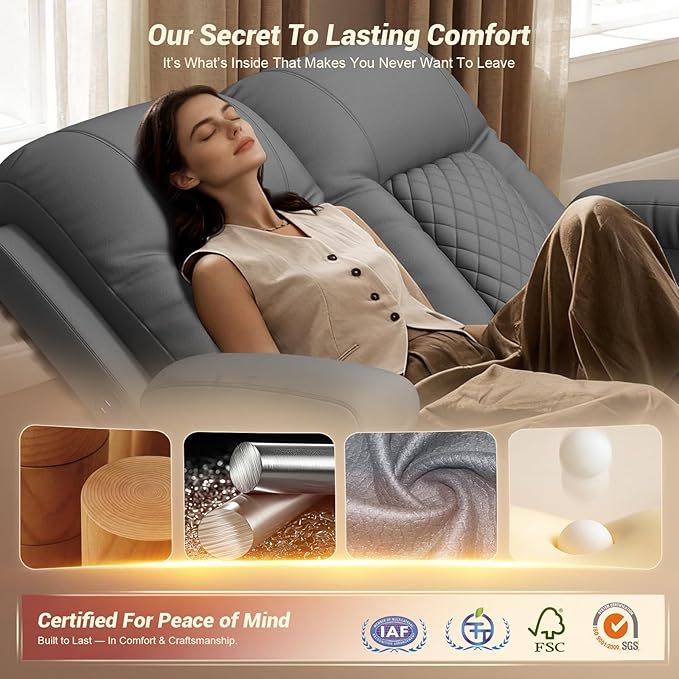 2026 Fabric Loveseat Recliner Sofa 2 Seater Reclining Loveseat Sofa RV Loveseat Couch Modern Recliner Chair for Living Room with Cup Holder and 2 Cell Phone Holders USB Ports Gray